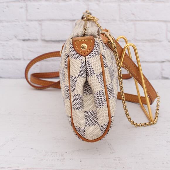 Louis Vuitton Eva Damier Azur Small Crossbody Shoulder Purse Chain Strap A4261 - Picture 10 of 12